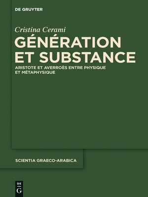 cover image of Génération et Substance